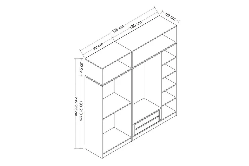 Fruitland Garderob 225 cm - Vit - Products - Förvaring - Garderober & garderobssystem - Garderobsskåp
