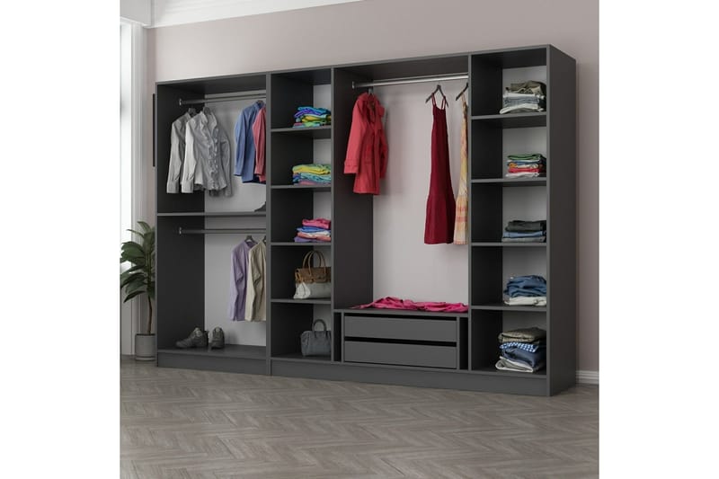 Fruitland Garderob 270 cm - Antracit - Products - Förvaring - Garderober & garderobssystem - Garderobsskåp