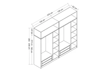 Fruitland Garderob 270 cm - Antracit - Products - Förvaring - Garderober & garderobssystem - Garderobsskåp