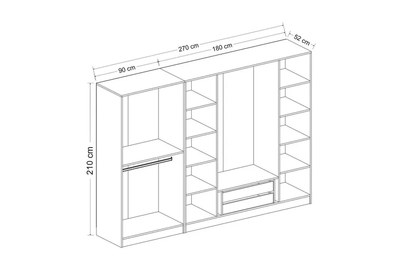 Fruitland Garderob 270 cm - Brun - Products - Förvaring - Garderober & garderobssystem - Garderobsskåp