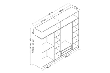 Fruitland Garderob 270 cm - Grå/Vit - Products - Förvaring - Garderober & garderobssystem - Garderobsskåp