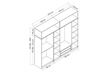 Fruitland Garderob 270 cm - Grå/Vit - Products - Förvaring - Garderober & garderobssystem - Garderobsskåp