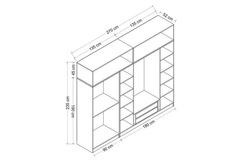 Fruitland Garderob 270 cm - Vit - Products - Förvaring - Garderober & garderobssystem - Garderobsskåp