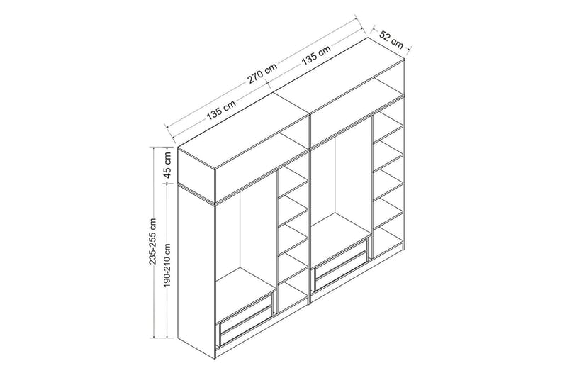 Fruitland Garderob 270 cm - Vit - Products - Förvaring - Garderober & garderobssystem - Garderobsskåp