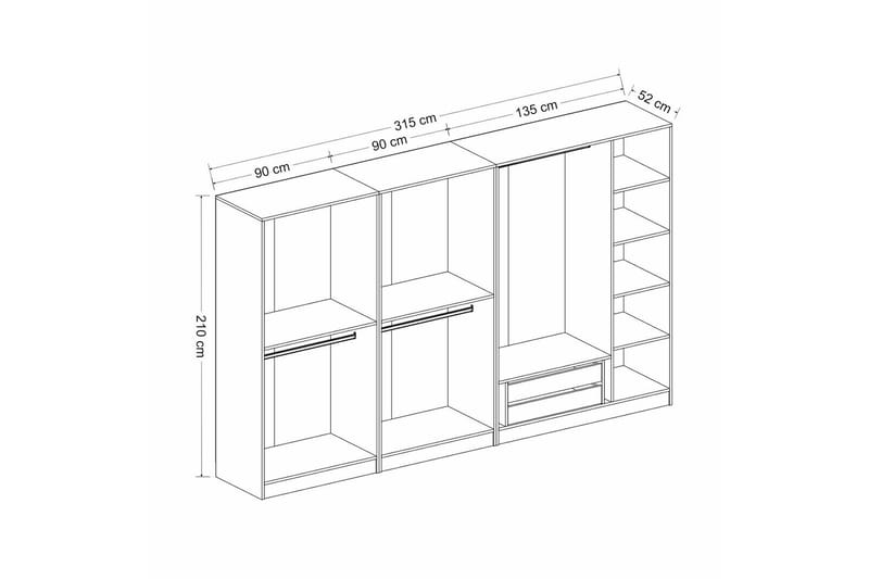 Fruitland Garderob 315 cm - Antracit - Products - Förvaring - Garderober & garderobssystem - Garderobsskåp