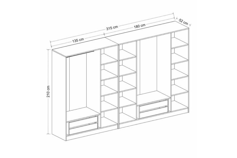 Fruitland Garderob 315 cm - Antracit - Products - Förvaring - Garderober & garderobssystem - Garderobsskåp