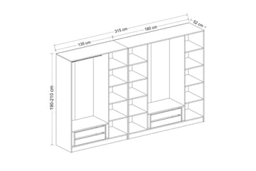 Fruitland Garderob 315 cm - Ek - Products - Förvaring - Garderober & garderobssystem - Garderobsskåp