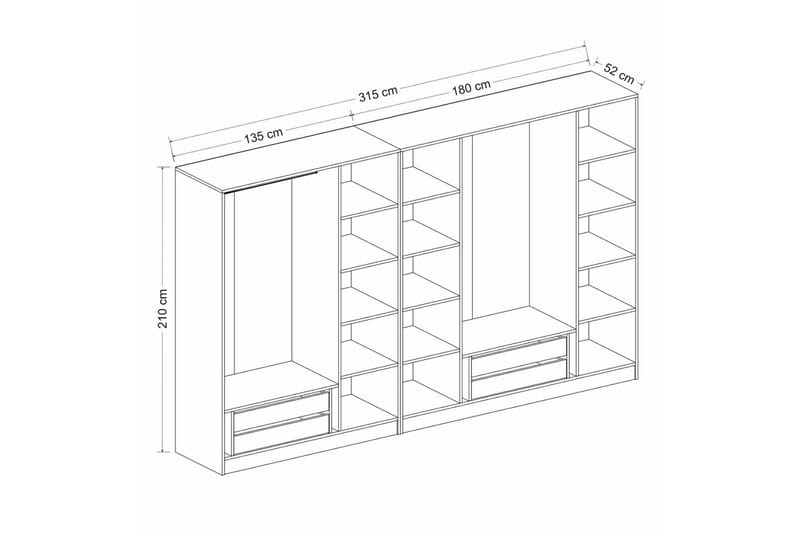 Fruitland Garderob 315 cm - Vit - Products - Förvaring - Garderober & garderobssystem - Garderobsskåp