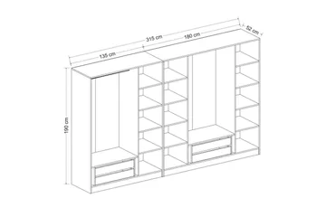 Fruitland Garderob 315 cm - Vit - Products - Förvaring - Garderober & garderobssystem - Garderobsskåp