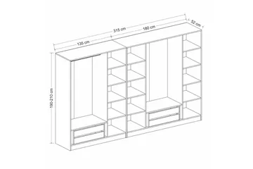 Fruitland Garderob 315 cm - Vit - Products - Förvaring - Garderober & garderobssystem - Garderobsskåp