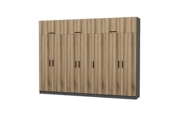 Fruitland Garderob 315x235 cm - Valnöt/Antracit - Products - Förvaring - Garderober & garderobssystem - Garderobsskåp