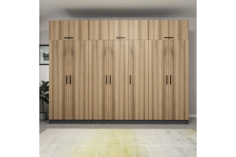 Fruitland Garderob 315x235 cm - Valnöt/Antracit - Products - Förvaring - Garderober & garderobssystem - Garderobsskåp