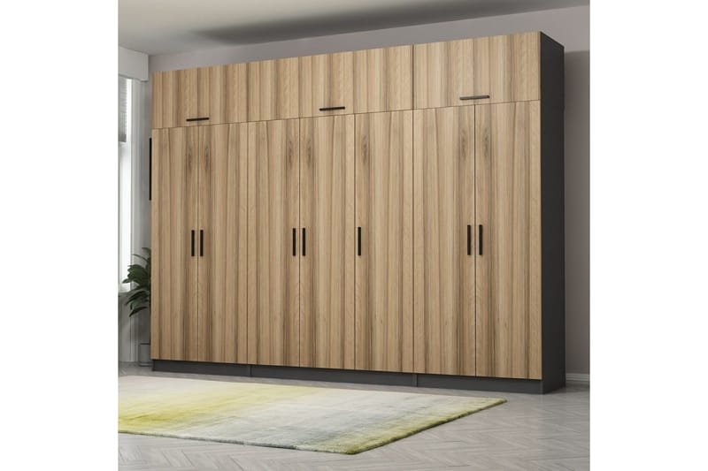 Fruitland Garderob 315x235 cm - Valnöt/Antracit - Products - Förvaring - Garderober & garderobssystem - Garderobsskåp