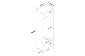Lukkha Hallmöbel - Valnöt/Vit - Products - Förvaring - Garderober & garderobssystem - Garderobsinredning - Backstativ