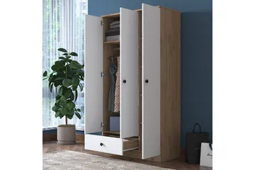 Jain Garderob 90x170 cm Brun/Vit - Hanah Home - Products - Förvaring - Garderober & garderobssystem - Garderobsskåp