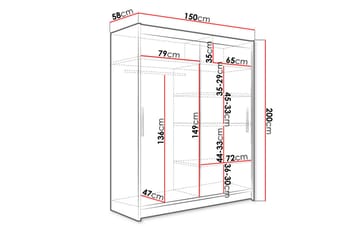 Leila Garderob 150 cm Skjutdörrar - Vit - Products - Förvaring - Garderober & garderobssystem - Garderobsskåp