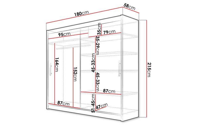 Prag Garderob 180 cm Skjutdörrar - Beige/Trä/Natur - Products - Förvaring - Garderober & garderobssystem - Garderobsskåp