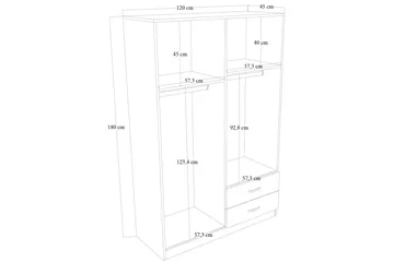 Yaman Garderob 120x180 cm - Brun - Products - Förvaring - Garderober & garderobssystem - Garderobsskåp