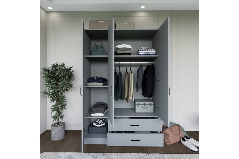 Yaman Garderob 120x181 cm - Grå - Products - Förvaring - Garderober & garderobssystem - Garderobsskåp