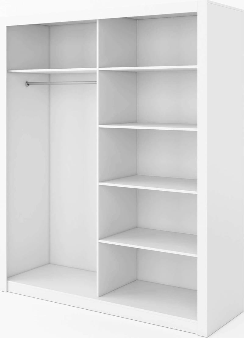 Grderob med inredning och skjutdörrar, Vit