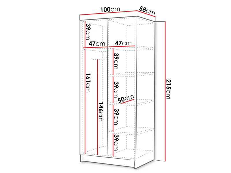 Herrljunga Garderob 100x215 cm - Brun/Svart - Products - Förvaring - Garderober & garderobssystem