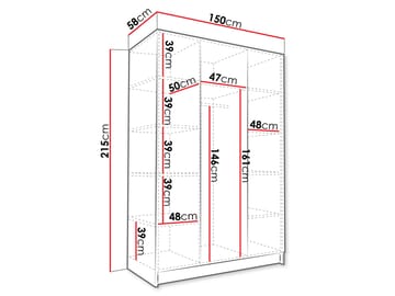 Herrljunga Garderob med Spegel 150x215 cm - Brun/Svart/Spegel - Products - Förvaring - Garderober & garderobssystem