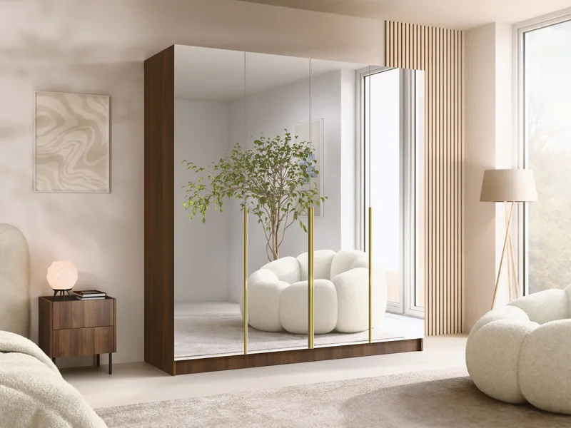 Herrljunga Garderob med Spegel 200x215 cm - Guld/Spegel - Products - Förvaring - Garderober & garderobssystem