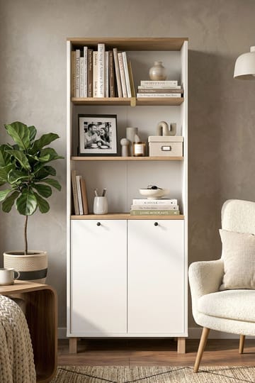 Avero Bokhylla 69,5x180x32 cm - Vitt och ek - Products - Förvaring - Hylla - Bokhylla
