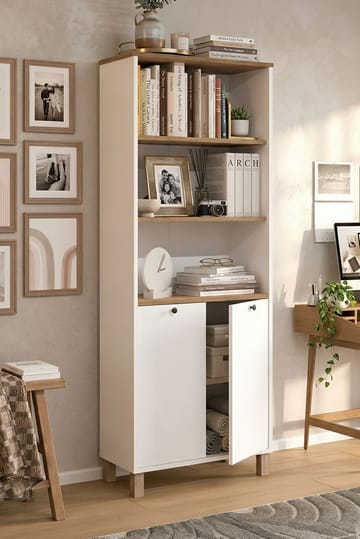 Avero Bokhylla 69,5x180x32 cm - Vitt och ek - Products - Förvaring - Hylla - Bokhylla