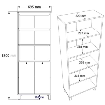 Avero Bokhylla 69,5x180x32 cm - Vitt och ek - Products - Förvaring - Hylla - Bokhylla