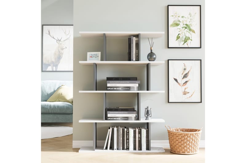 Bokhylla Nachusa Bokhylla 90x25 cm Vit,Antracit - Products - Förvaring - Hylla - Bokhylla