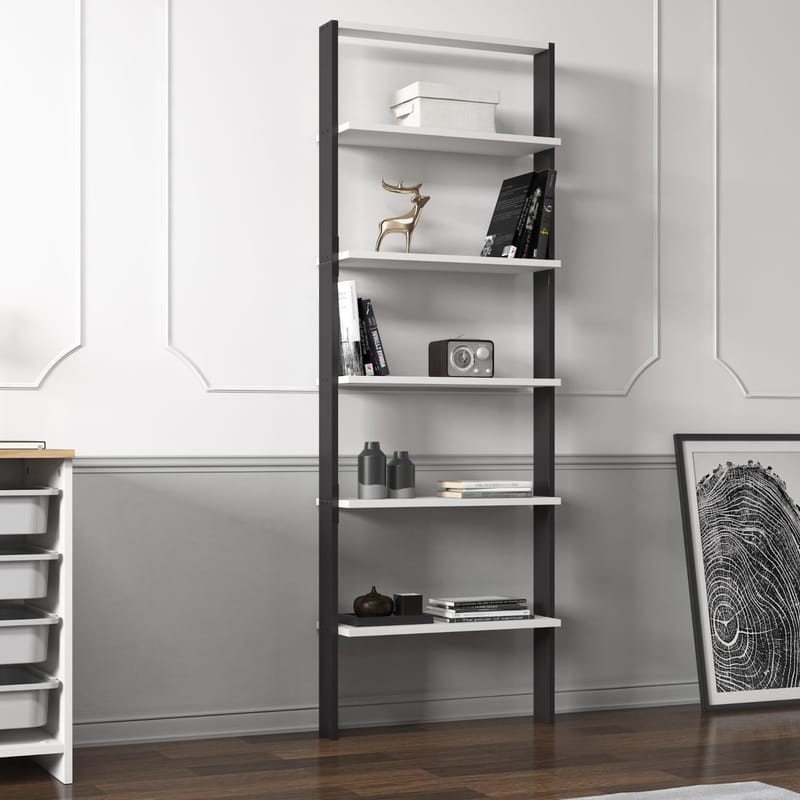 Branik Bokhylla 61x180x25 cm - Antracit och vit - Products - Förvaring - Hylla - Bokhylla