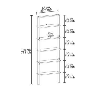 Branik Bokhylla 61x180x25 cm - Antracit och vit - Products - Förvaring - Hylla - Bokhylla