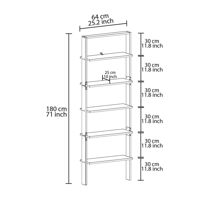 Branik Bokhylla 61x180x25 cm - Antracit och vit - Products - Förvaring - Hylla - Bokhylla