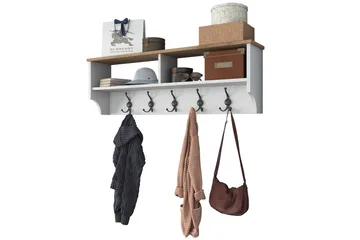 Caraway Hatthylla 120x22,2 cm Vit/Brun - Hanah Home - Products - Förvaring - Hylla - Hatthylla