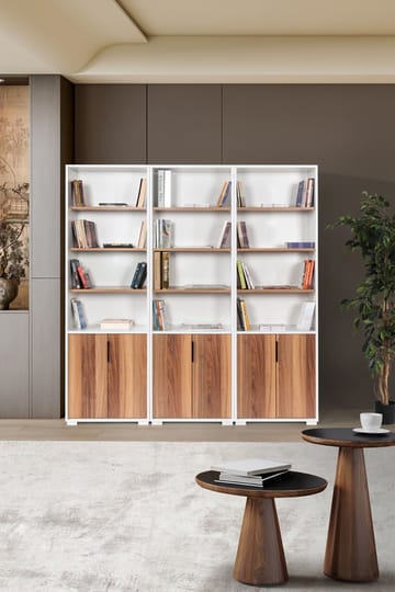 Pavio Bokhylla 180x187x30 cm - Vit och valnöt - Products - Förvaring - Hylla - Bokhylla