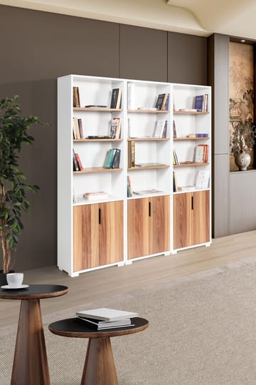 Pavio Bokhylla 180x187x30 cm - Vit och valnöt - Products - Förvaring - Hylla - Bokhylla