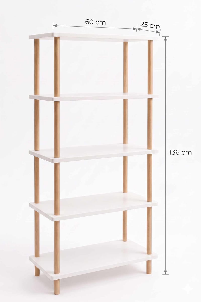 Ryrhyrdhonar Bokhylla 60x136x25 cm - Vit - Products - Förvaring - Hylla - Bokhylla