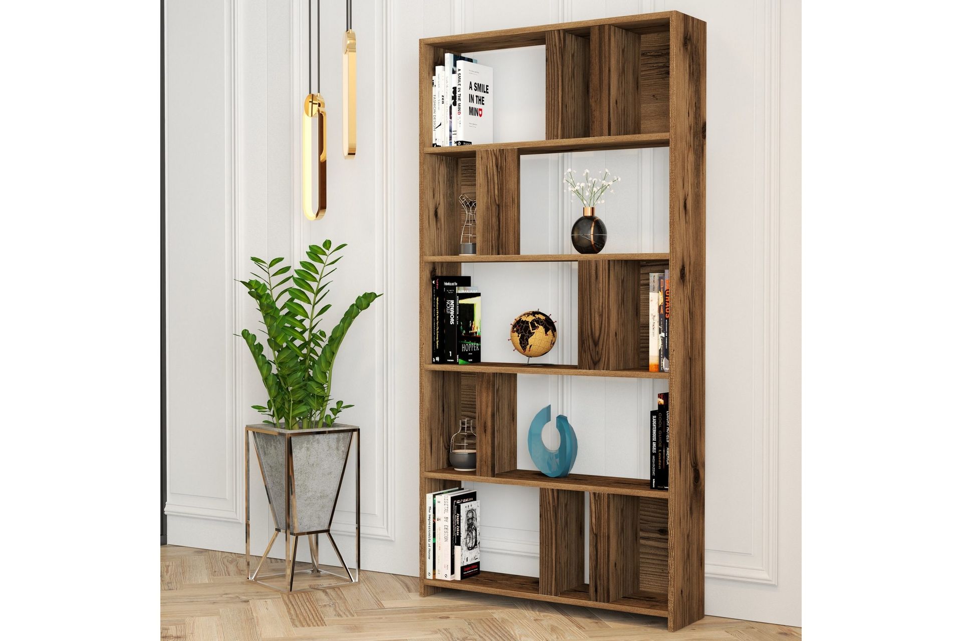 Timiza Bokhylla 90x20 cm 5 Hyllor