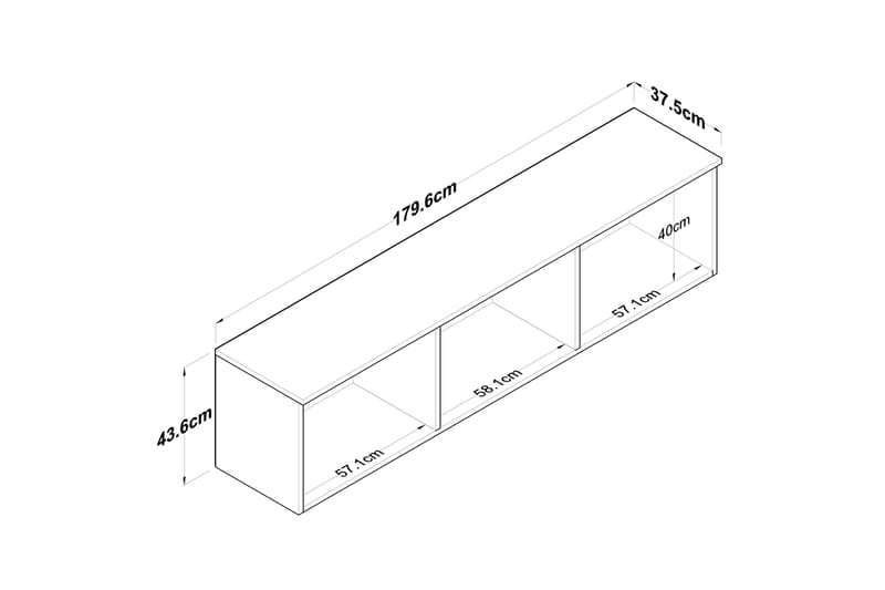 Jaibir Vägghylla 179,6x37,5 cm Brun/Vit - Hanah Home - Products - Förvaring - Hylla - Vägghylla