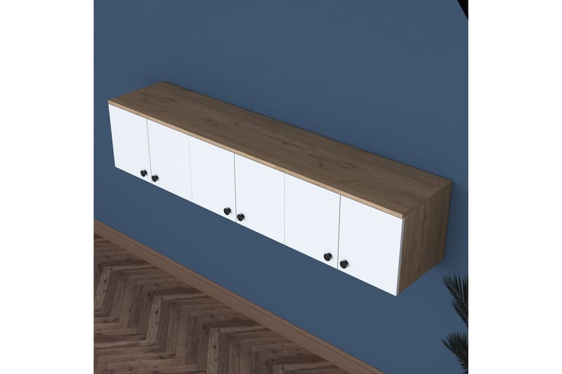 Jaibir Vägghylla 179,6x37,5 cm Brun/Vit - Hanah Home - Products - Förvaring - Hylla - Vägghylla
