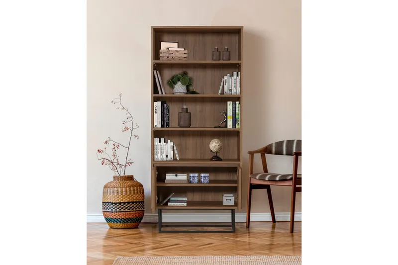 Vernavola Bokhylla 80x36 cm 3 Hyllor - Mörkbrun/Svart - Products - Förvaring - Hylla - Bokhylla