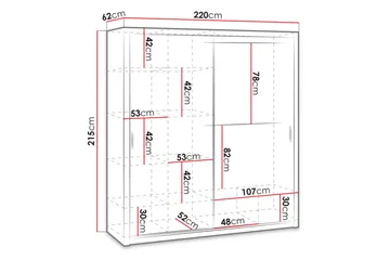 Julissa Garderob 220 cm med Spegel - Natur - Products - Förvaring - Garderober & garderobssystem