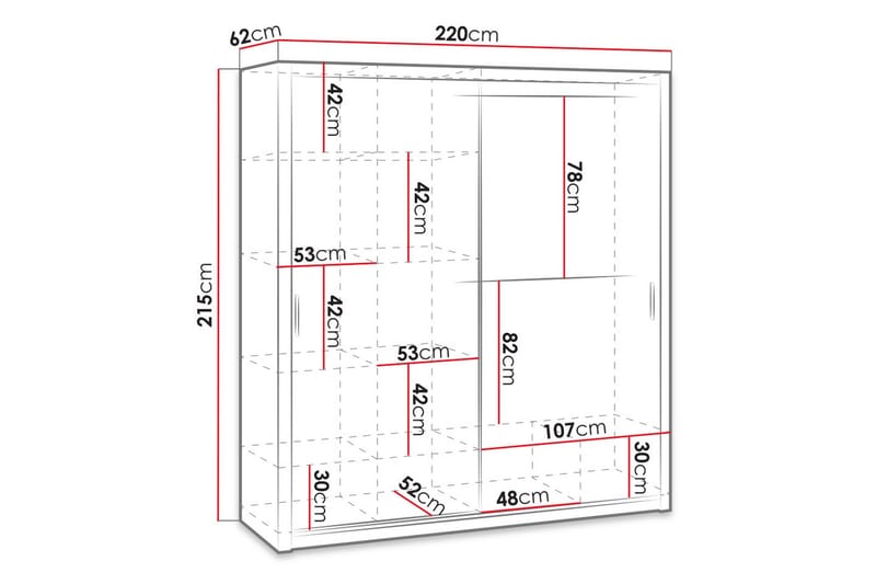 Julissa Garderob 220 cm med Spegel - Natur - Products - Förvaring - Garderober & garderobssystem