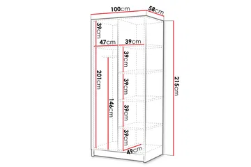Julissa Garderob med Spegel 100 cm - Svart - Products - Förvaring - Garderober & garderobssystem