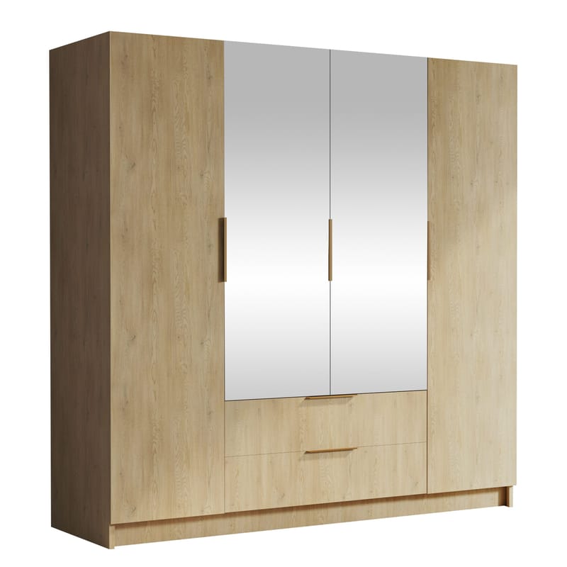 Kelros Garderob med Spegel 200x216 cm - Brun - Products - Förvaring - Garderober & garderobssystem