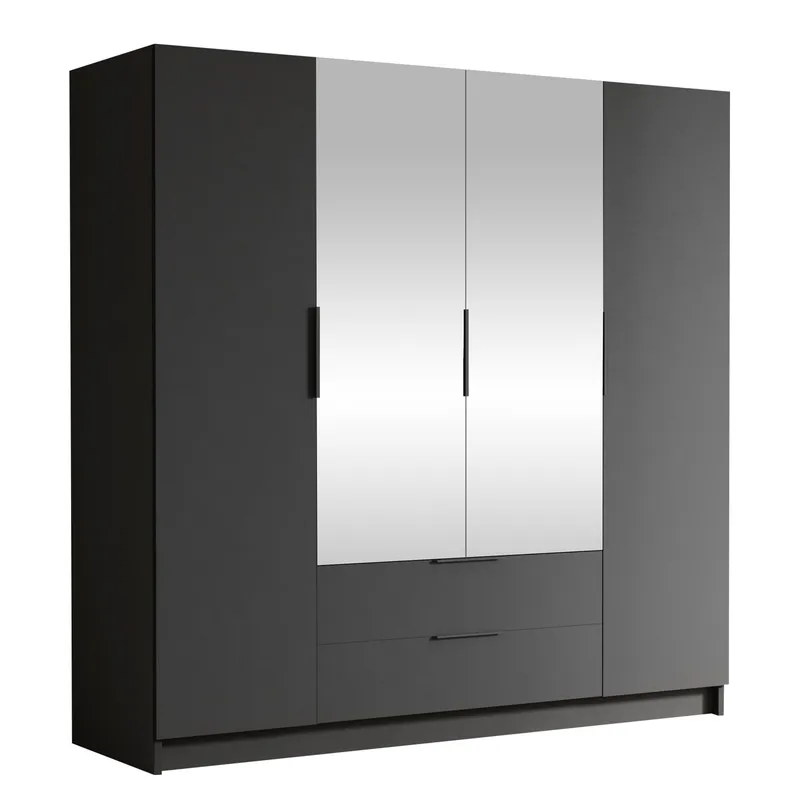 Kelros Garderob med Spegel 200x216 cm - Svart - Products - Förvaring - Garderober & garderobssystem