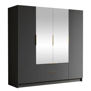 Kelros Garderob med Spegel 200x216 cm - Svart - Products - Förvaring - Garderober & garderobssystem