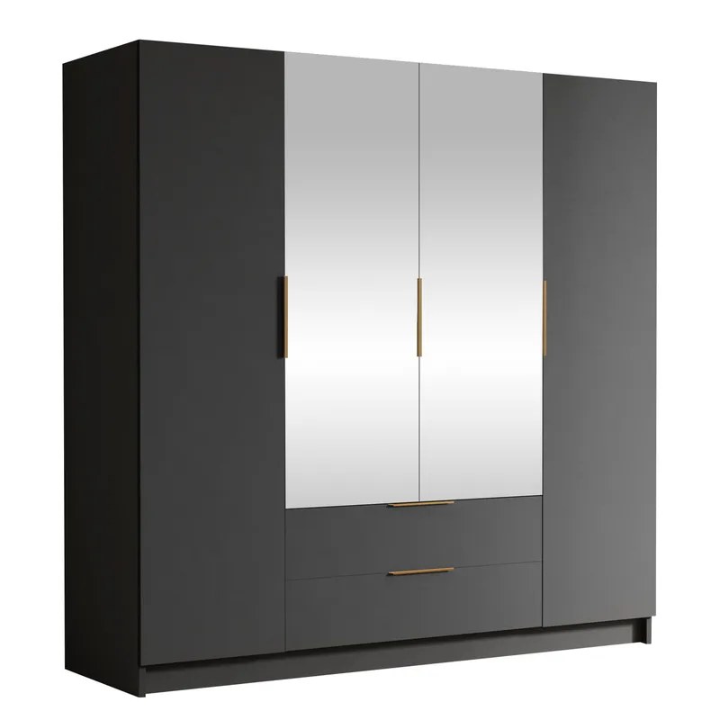 Kelros Garderob med Spegel 200x216 cm - Svart - Products - Förvaring - Garderober & garderobssystem