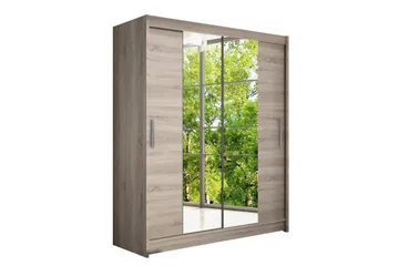 Leila Garderob 150 cm Skjutdörrar Smal Spegel - Ek - Products - Förvaring - Garderober & garderobssystem